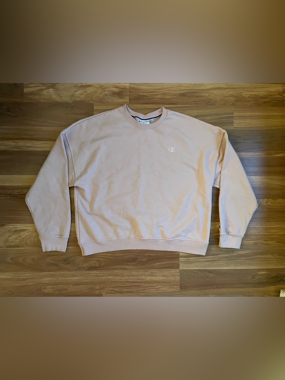 Champion Women’s Pale Pink Crewneck Sweatshirt Size XL – Classic Logo
